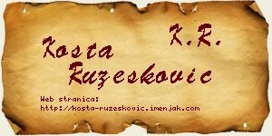 Kosta Ružesković vizit kartica